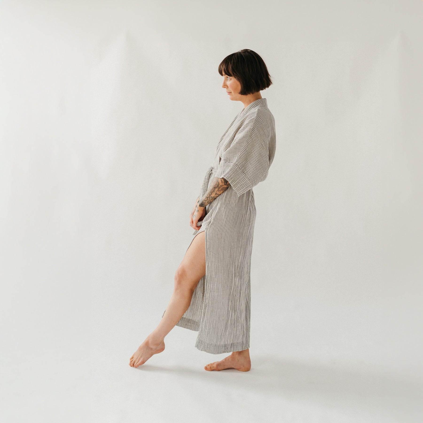 Striped Crinkle Cotton Robe