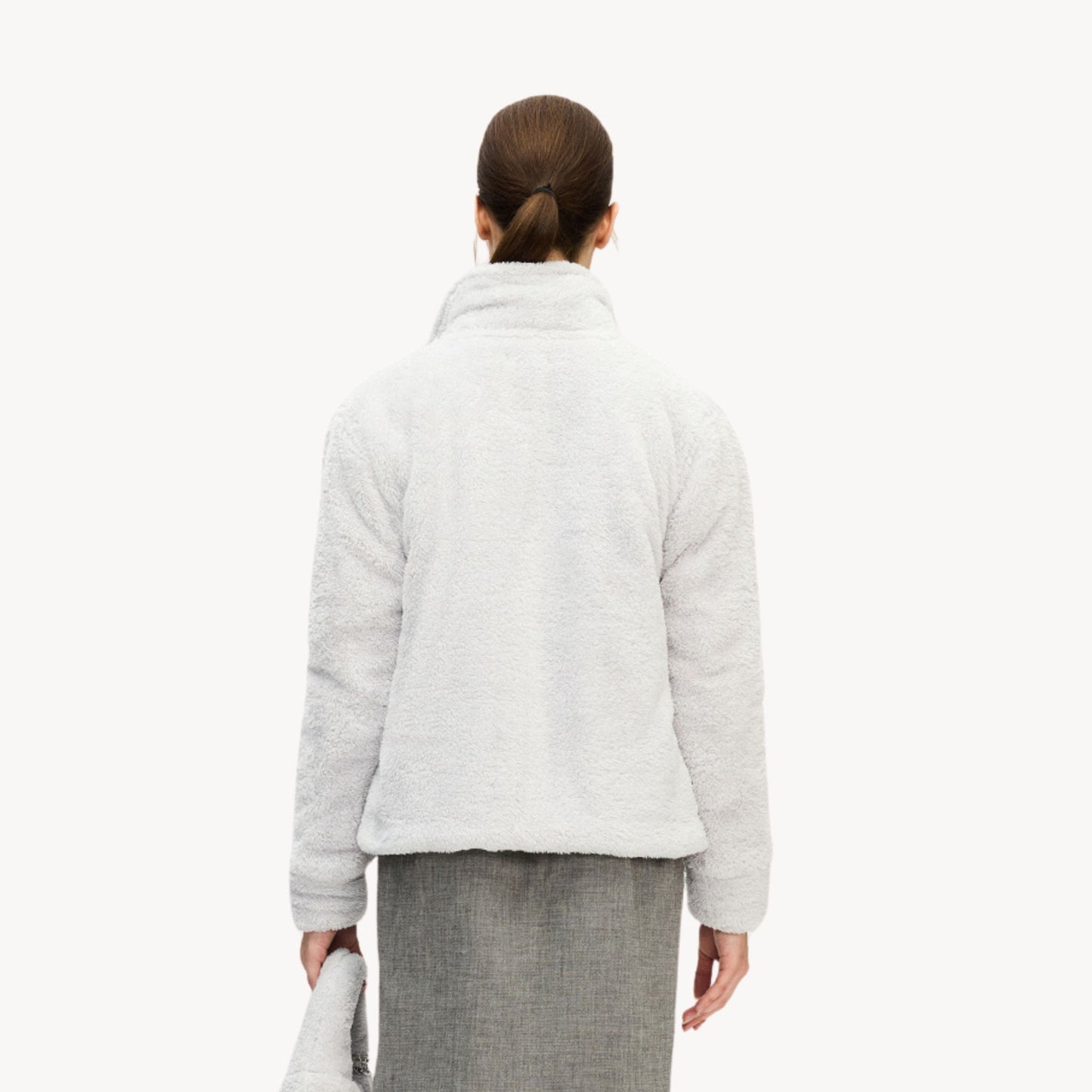 POKOLOKO Recycled Sherpa Short Jacket #color_sherpa-grey