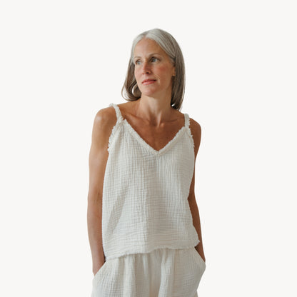 POKOLOKO Crinkle Strappy Top #color_crinkle-cream