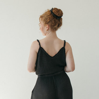 POKOLOKO Crinkle Strappy Top #color_crinkle-black