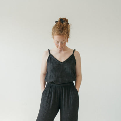 POKOLOKO Crinkle Strappy Top #color_crinkle-black