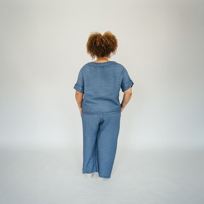 POKOLOKO Crinkle Boat Top Plus #color_crinkle-denim