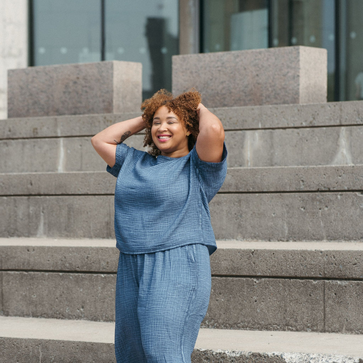 POKOLOKO Crinkle Boat Top Plus #color_crinkle-denim