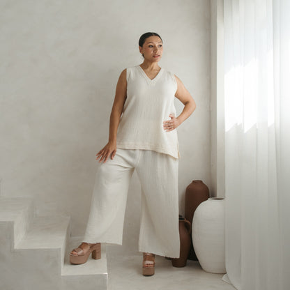 POKOLOKO Crinkle Tunic Top #color_crinkle-cream