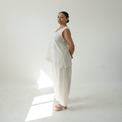 POKOLOKO Crinkle Tunic Top #color_crinkle-cream