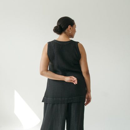 POKOLOKO Crinkle Tunic Top #color_crinkle-black