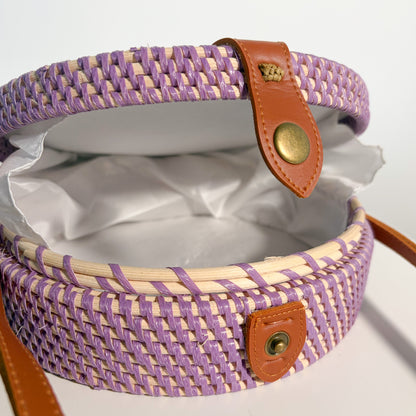 POKOLOKO Circle Bali Bag #color_purple-rattan