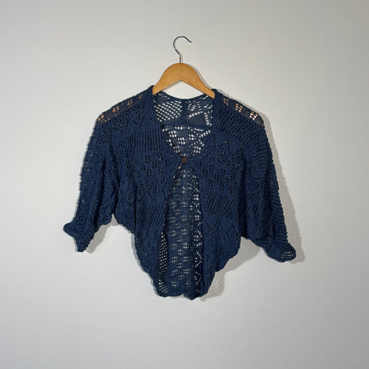Knit Blue Cropped Cardigan
