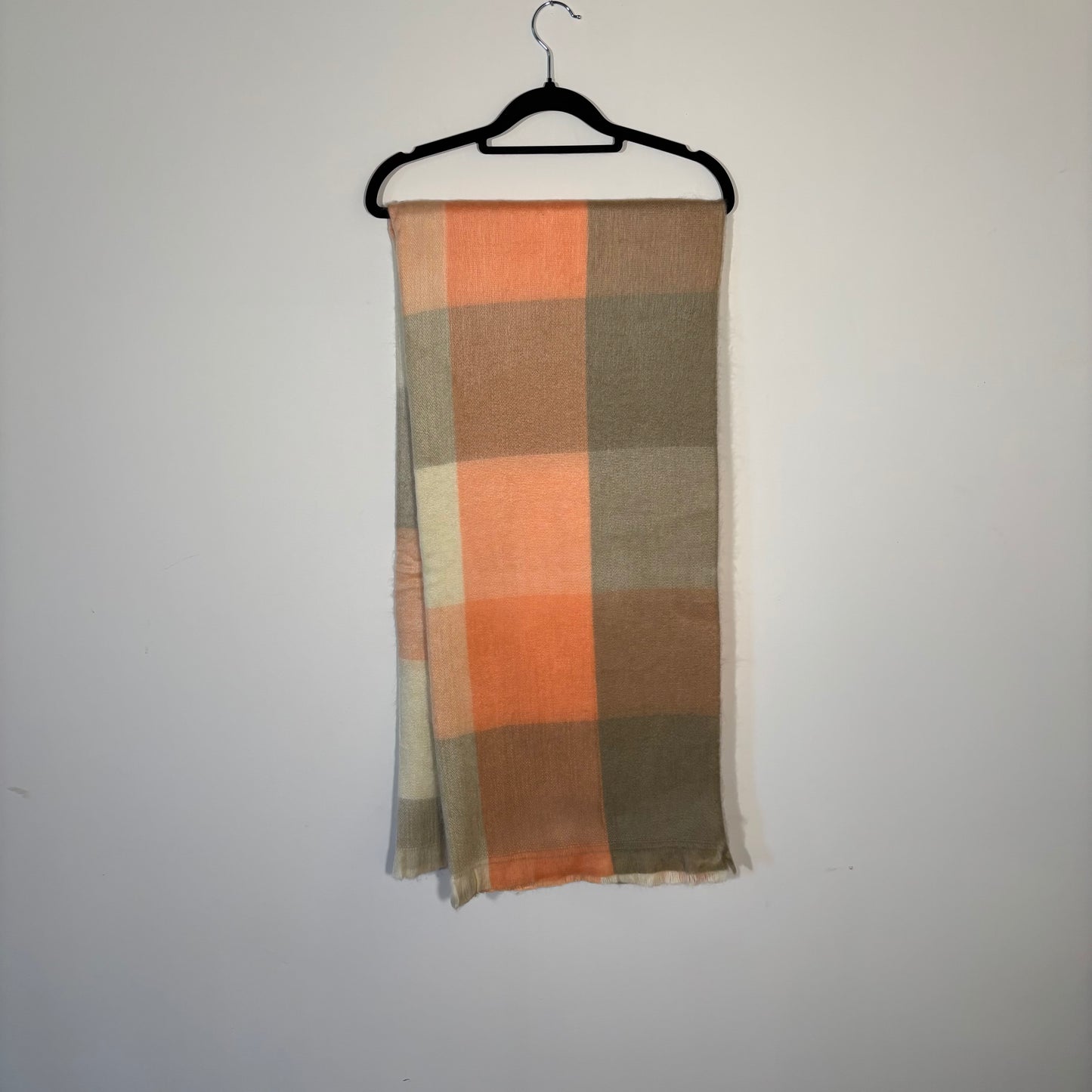 Peach Plaid Alpaca Blanket