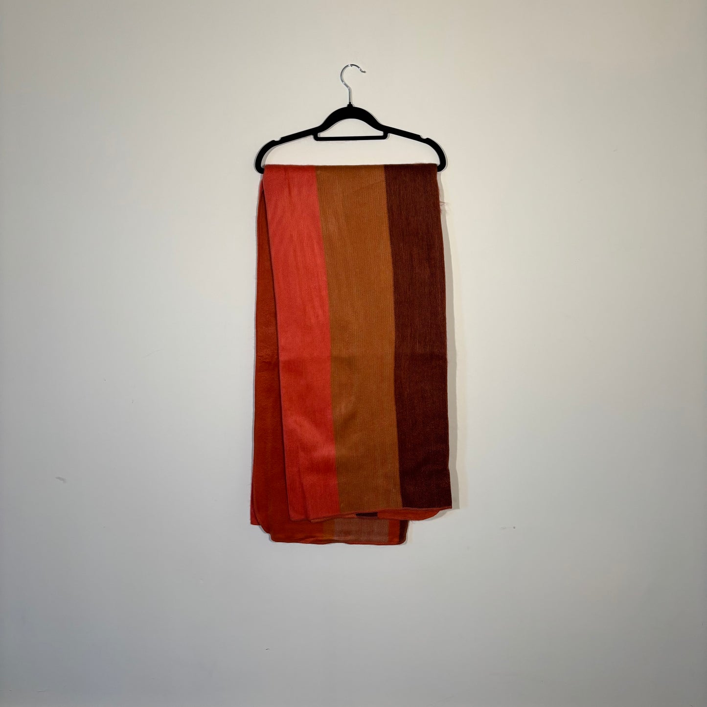 Warm Orange Block Stripe Alpaca Blanket