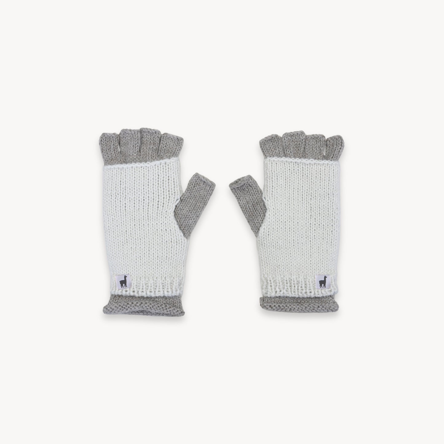 Alpaca Double Layered Fingerless Gloves #color_beige-white
