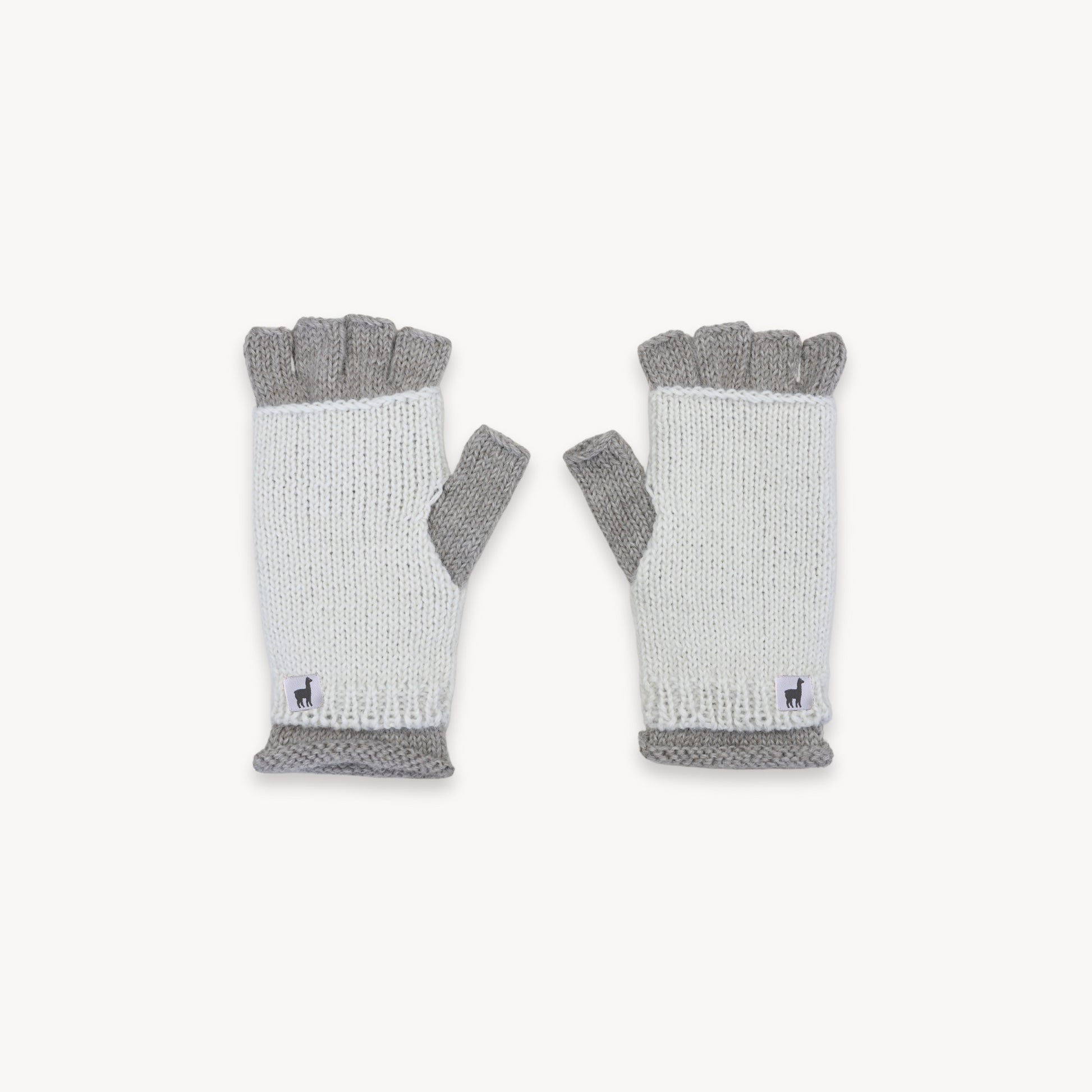 Alpaca Double Layered Fingerless Gloves #color_beige-white
