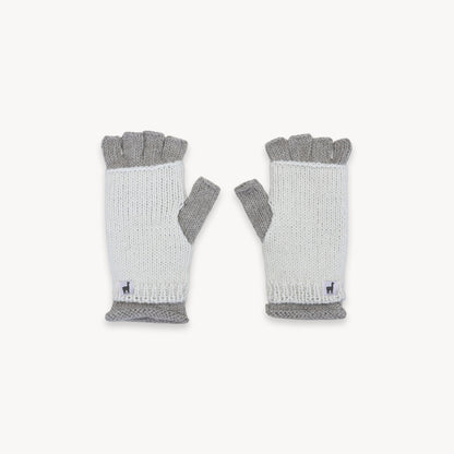 Alpaca Double Layered Fingerless Gloves #color_beige-white
