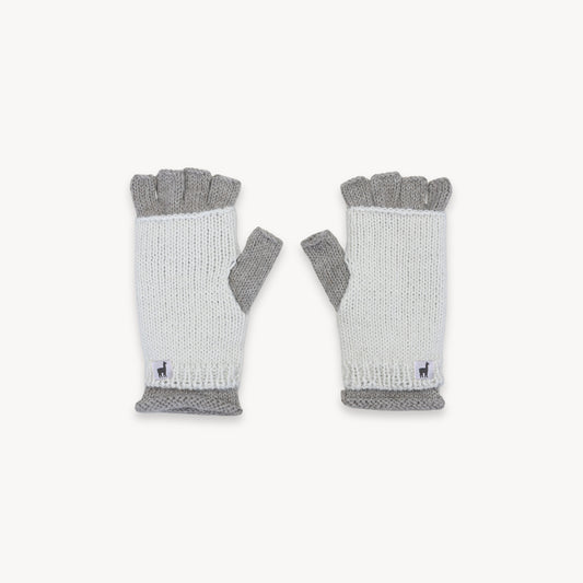 Alpaca Double Layered Fingerless Gloves #color_beige-white
