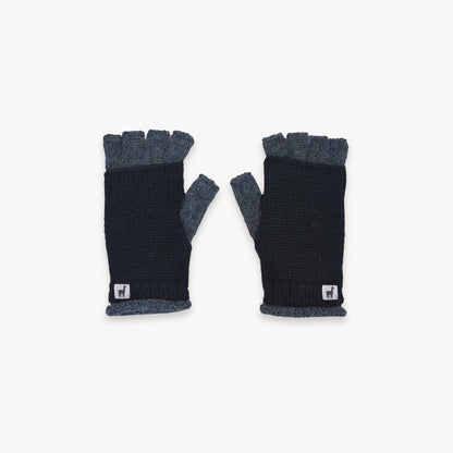 Alpaca Double Layered Fingerless Gloves #color_charcoal-black