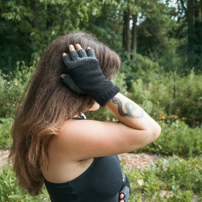 Alpaca Double Layered Fingerless Gloves