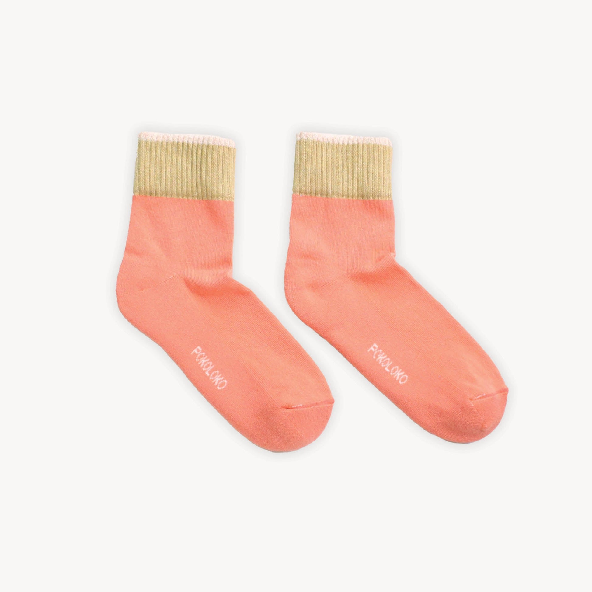 POKOLOKO Block Pima Socks #color_block-pima-melon-beige