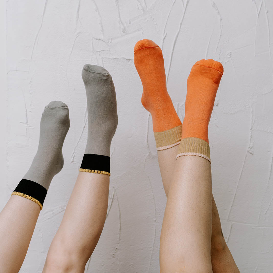 POKOLOKO Block Pima Socks #color_block-pima-melon-beige