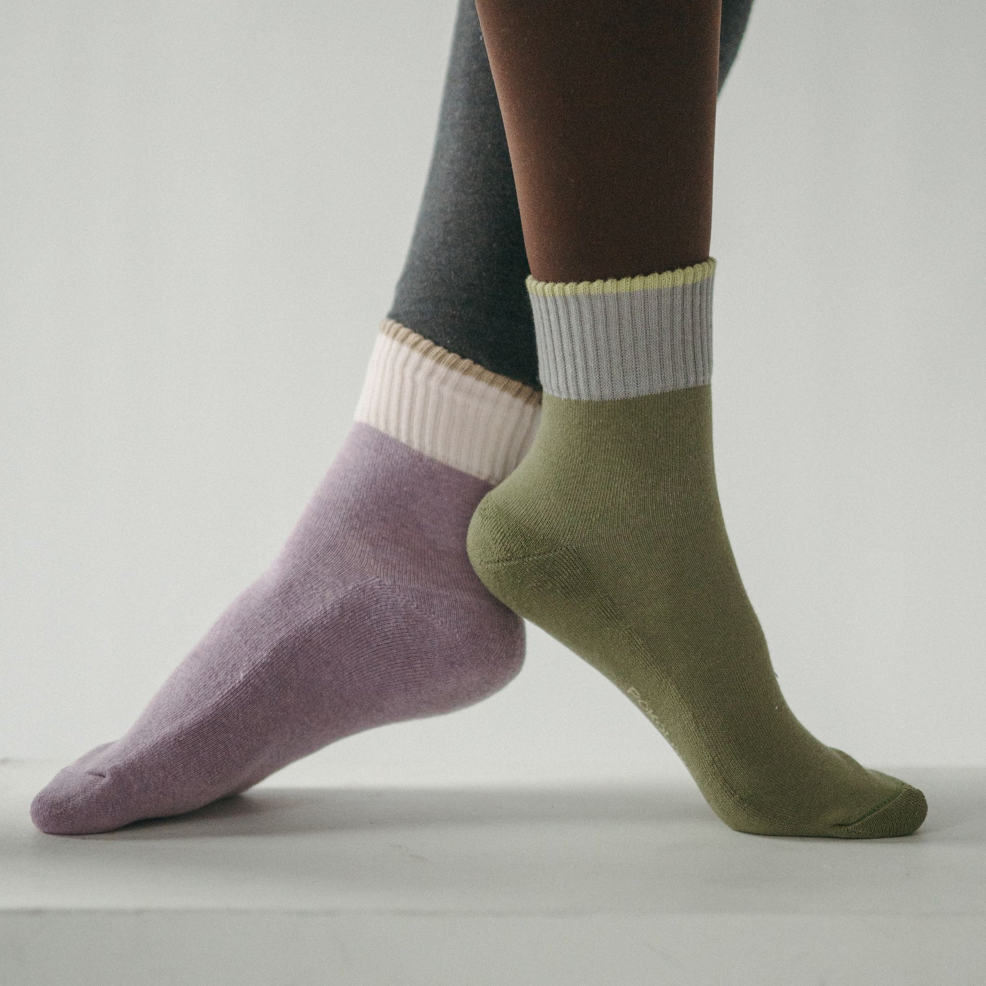 POKOLOKO Block Pima Socks #color_avocado