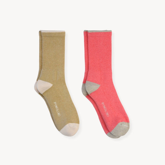 POKOLOKO Heel Toe Socks - Pack of 2 #color_caramel-bubblegum