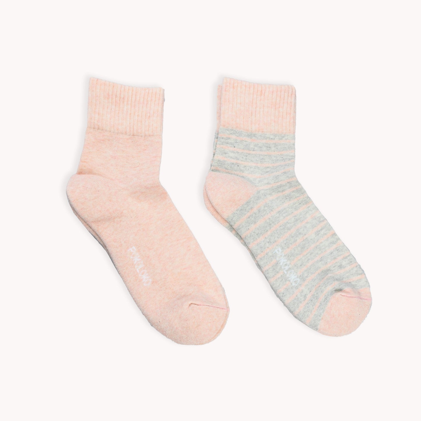 POKOLOKO Striped-Solid Pima Socks - Pack of 2 #color_blush-pima