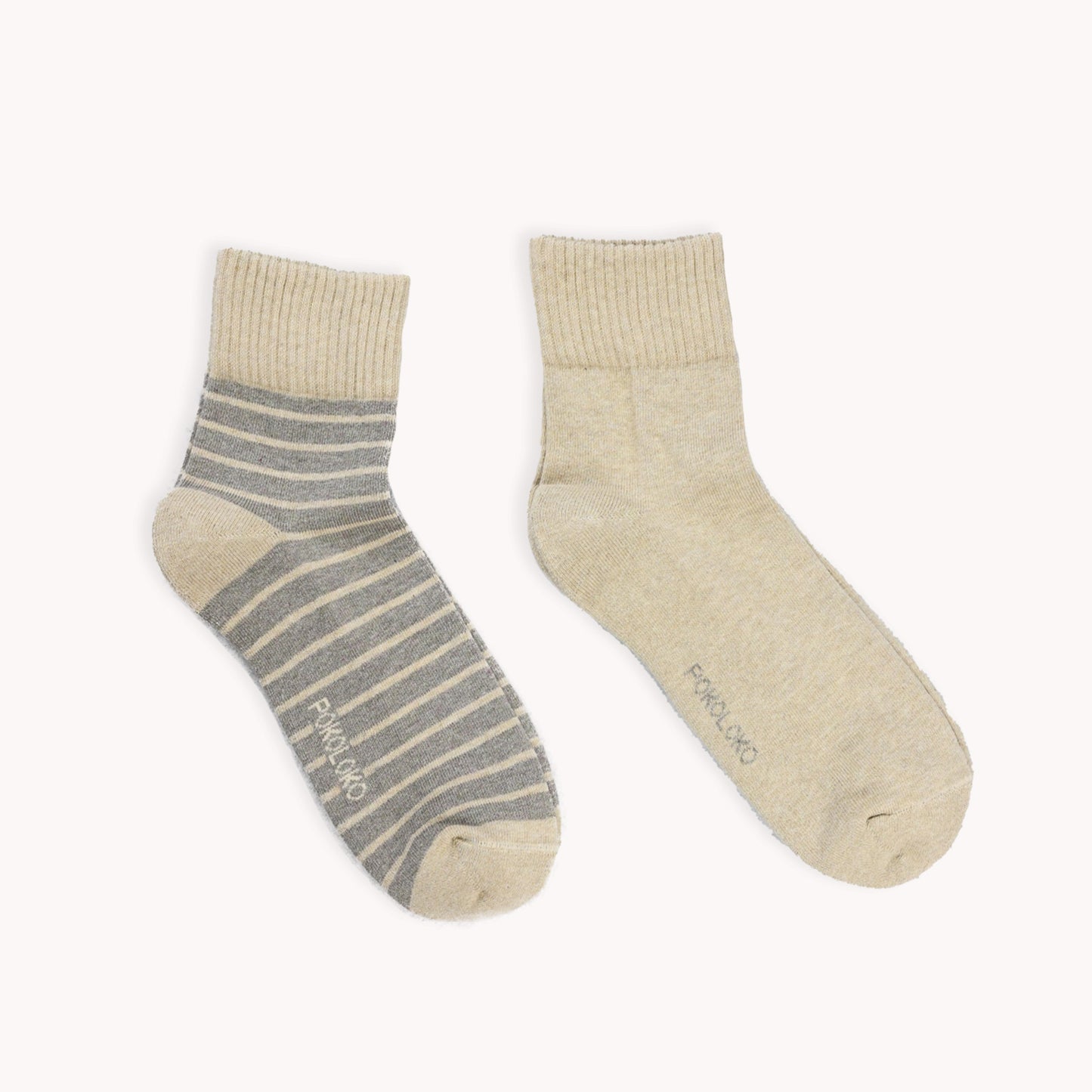POKOLOKO Striped-Solid Pima Socks - Pack of 2 #color_honey-pima