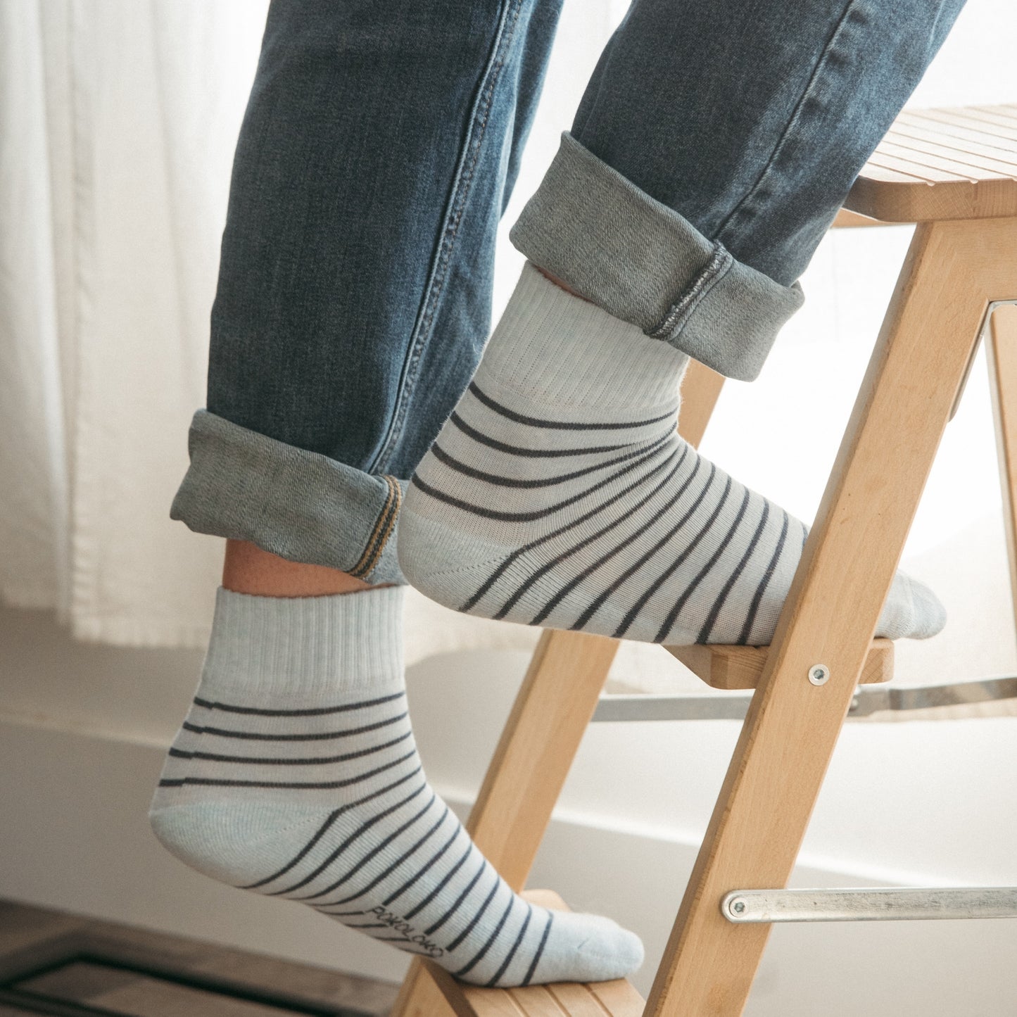 POKOLOKO Striped-Solid Pima Socks - Pack of 2 #color_brooklyn-blues