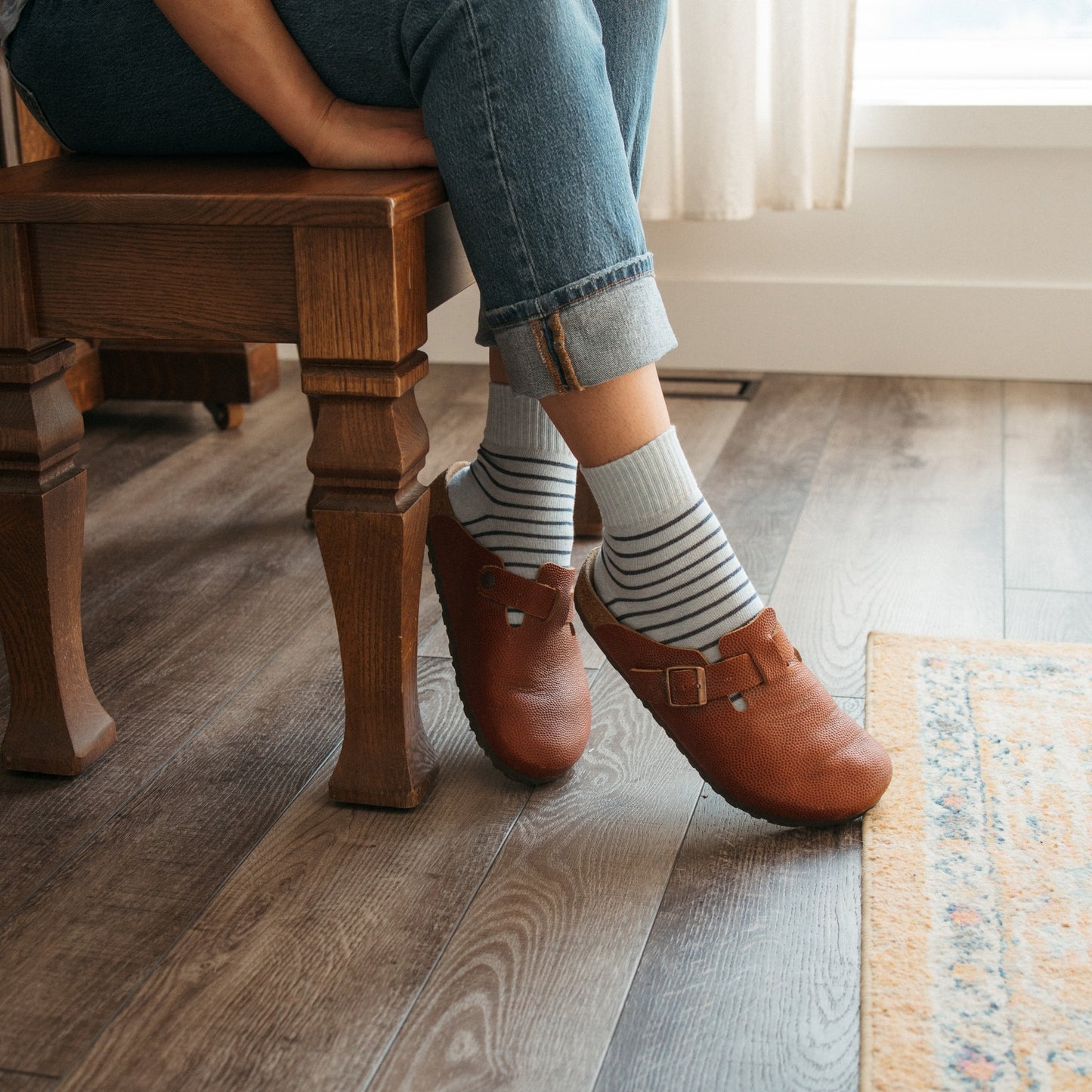 POKOLOKO Striped-Solid Pima Socks - Pack of 2 #color_brooklyn-blues
