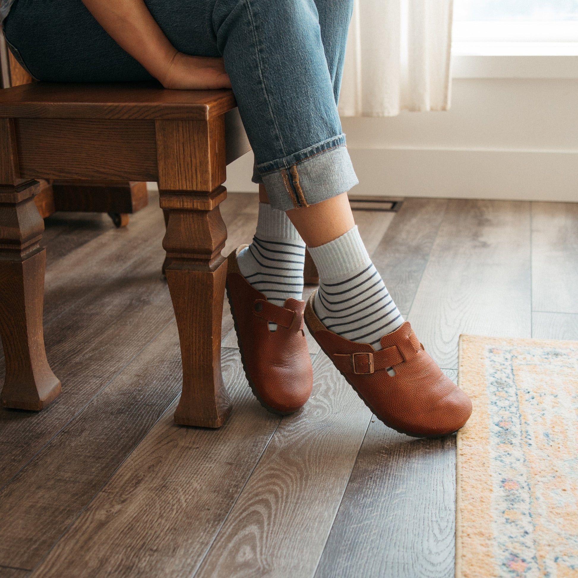 POKOLOKO Striped-Solid Pima Socks - Pack of 2 #color_brooklyn-blues