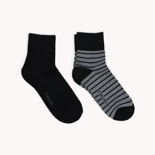 POKOLOKO Striped-Solid Pima Socks - Pack of 2 #color_monochrome-pima