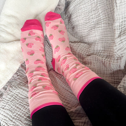Strawberry Heart Pima Socks - Pack of 2