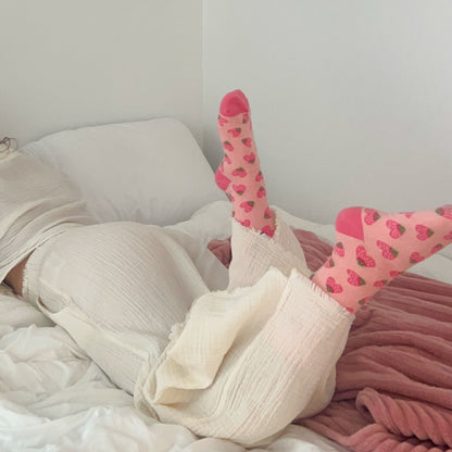 Strawberry Heart Pima Socks - Pack of 2