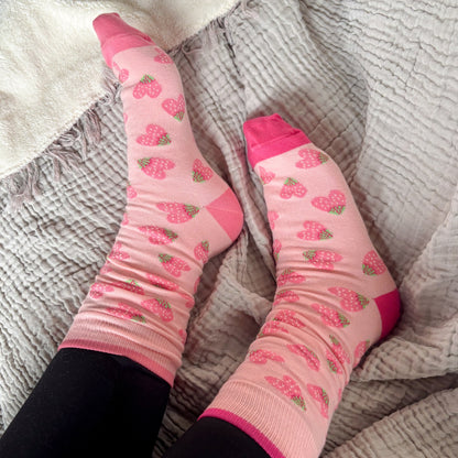 Strawberry Heart Pima Socks - Pack of 2