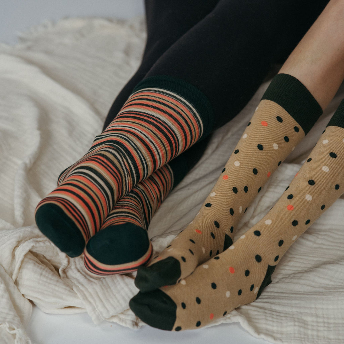 POKOLOKO Stripes & Dots Pima Socks - Pack of 2 #color_confetti