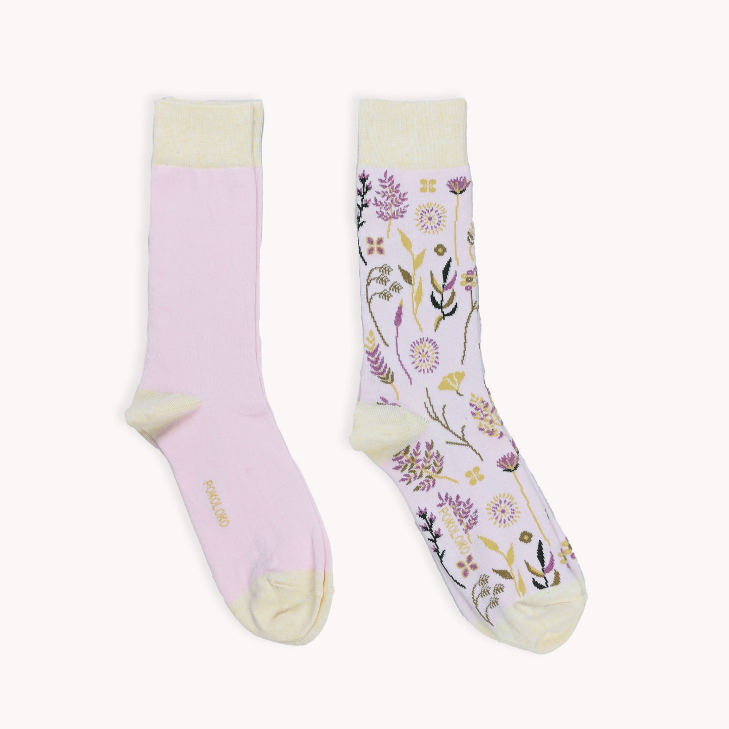 POKOLOKO Botanical & Solid Pima Socks - Pack of 2 #color_rosee