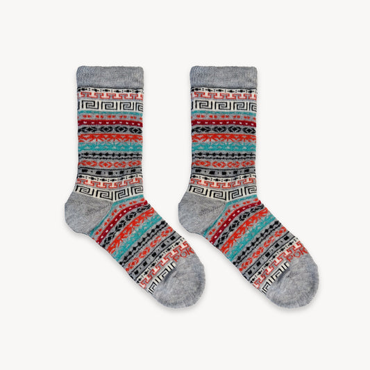 POKOLOKO Crew Alpaca Kids Socks #color_multi-grey
