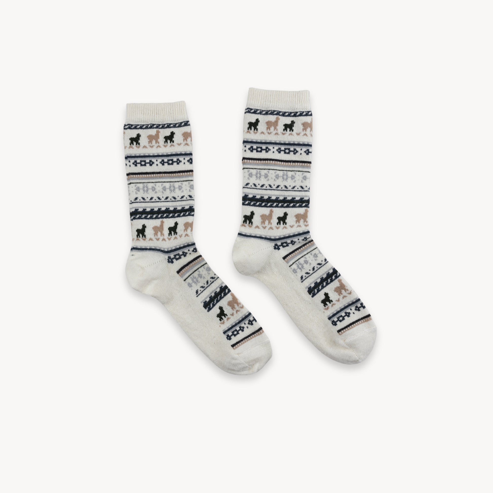 POKOLOKO Print Alpaca Kids Socks #color_white