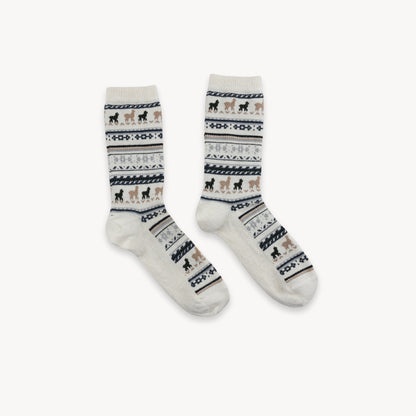 POKOLOKO Print Alpaca Kids Socks #color_white