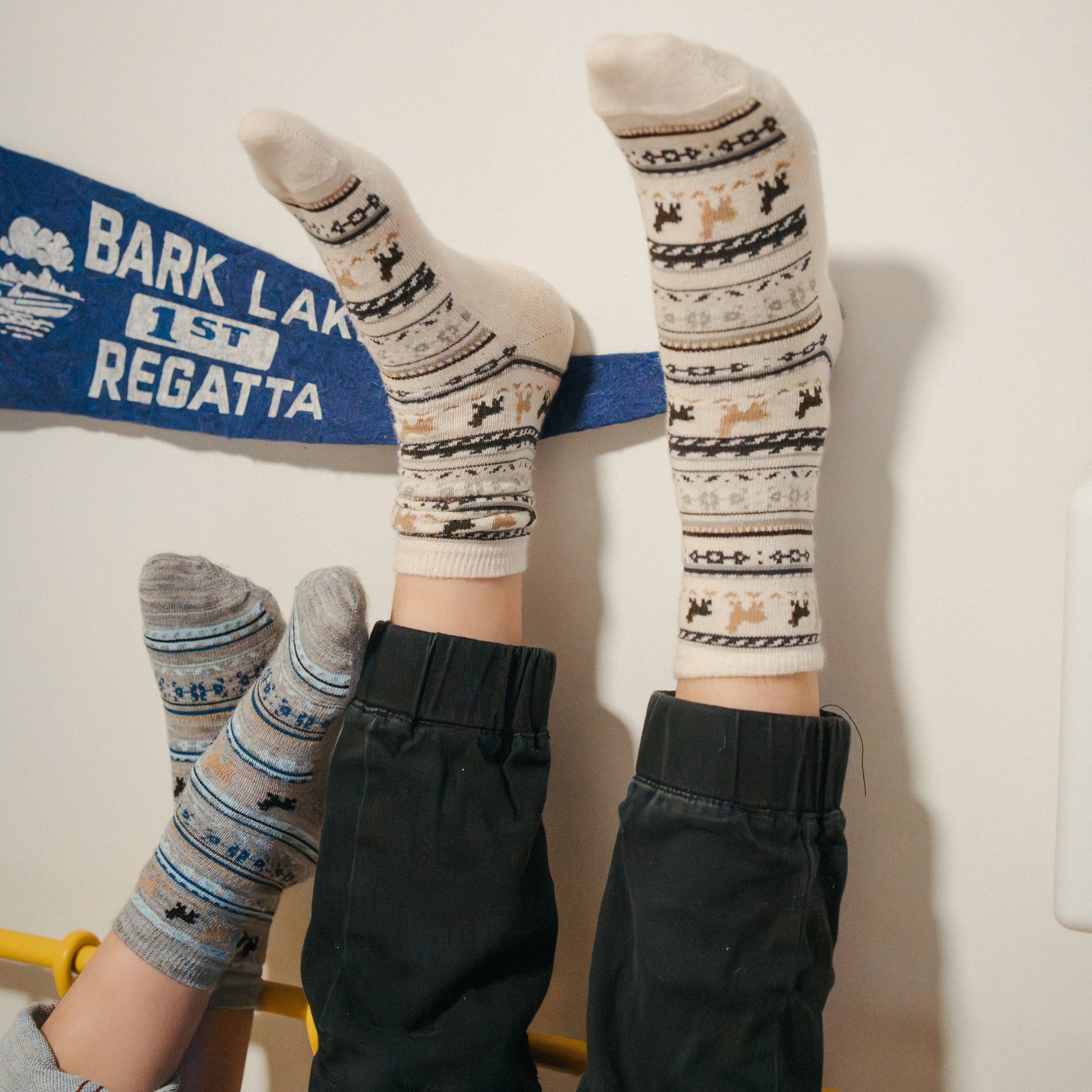 POKOLOKO Print Alpaca Kids Socks #color_white