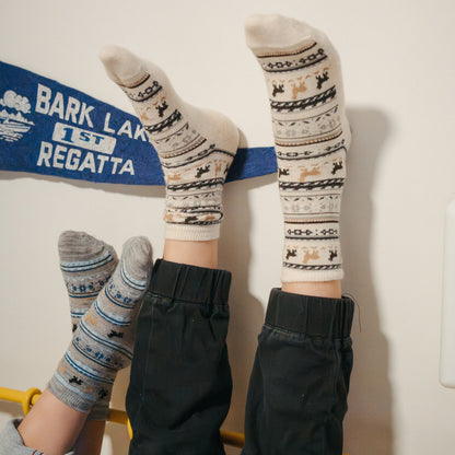 POKOLOKO Print Alpaca Kids Socks #color_white
