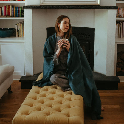 POKOLOKO Solid Fringed Alpaca Throw #color_whale-fringe