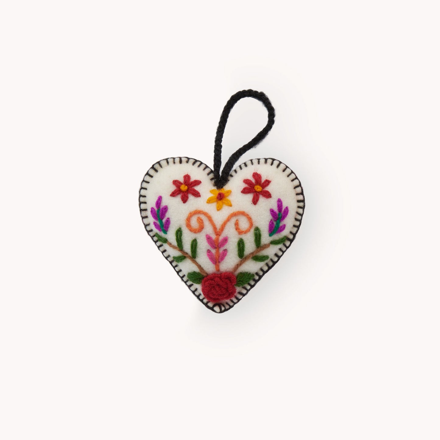 POKOLOKO Hand-Embroidered Ornament #color_floral-heart
