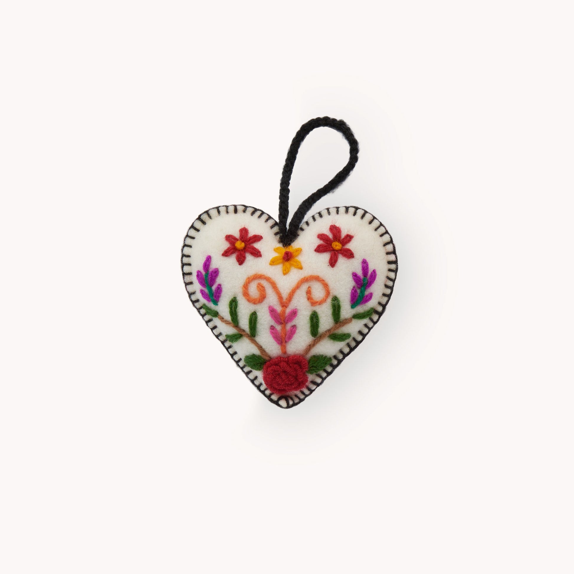 POKOLOKO Hand-Embroidered Ornament #color_floral-heart
