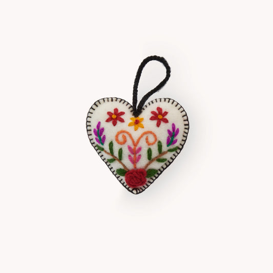 POKOLOKO Hand-Embroidered Ornament #color_floral-heart
