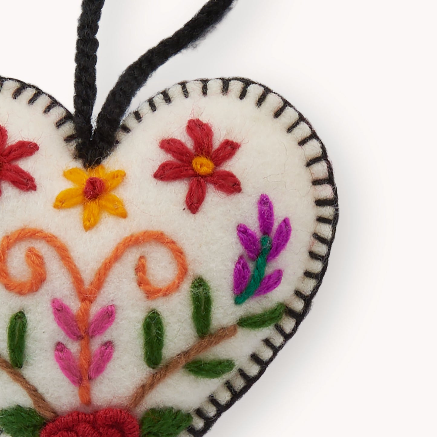 POKOLOKO Hand-Embroidered Ornament #color_floral-heart