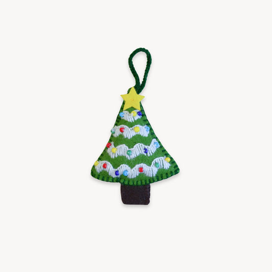 POKOLOKO Hand-Embroidered Ornament #color_gold-star-tree
