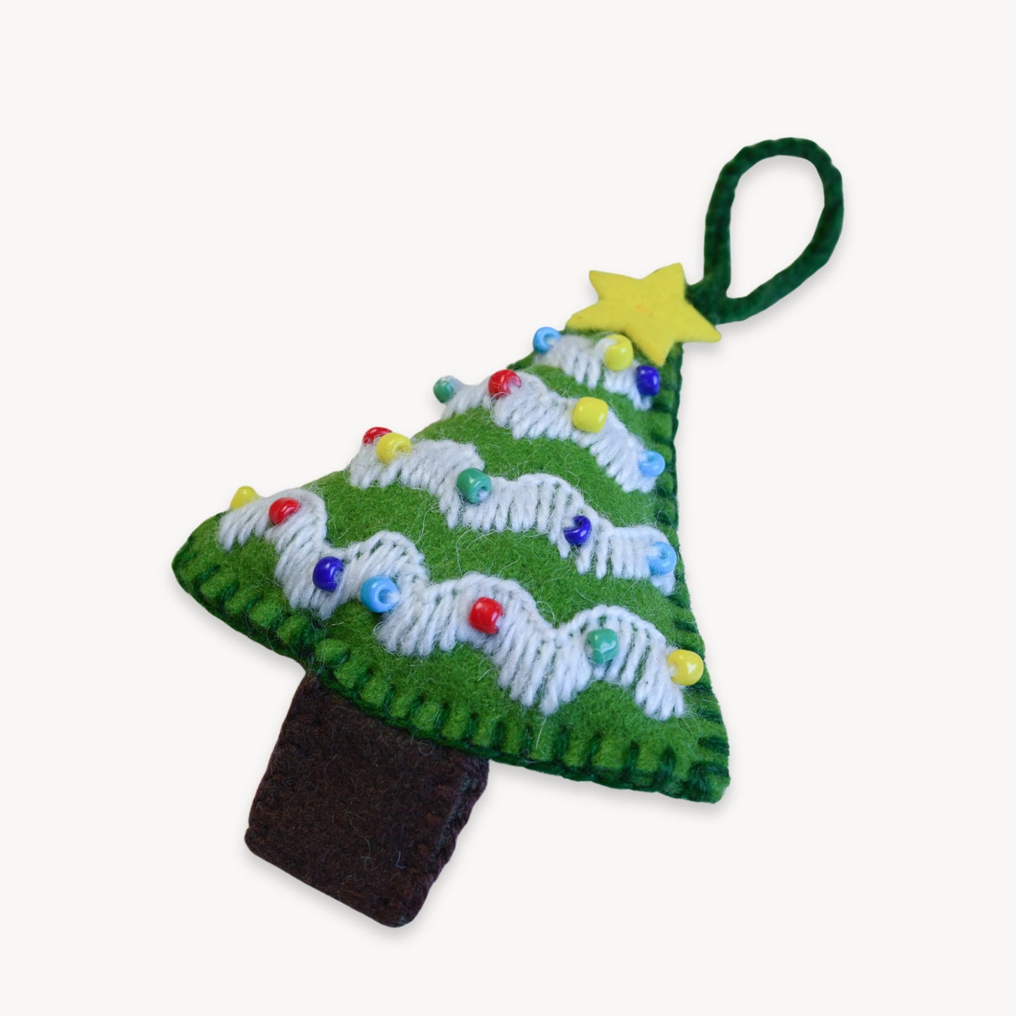 POKOLOKO Hand-Embroidered Ornament #color_gold-star-tree