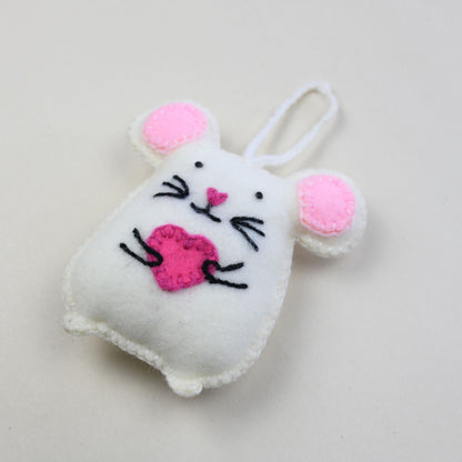 POKOLOKO Hand-Embroidered Ornament #color_mouse-lover