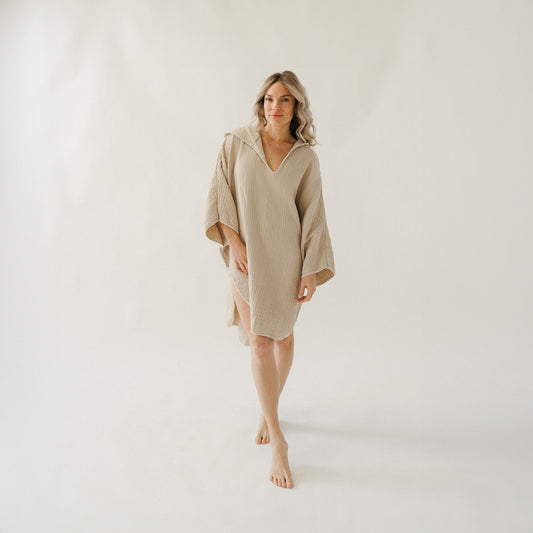 Crinkle Adult Poncho #color_beige