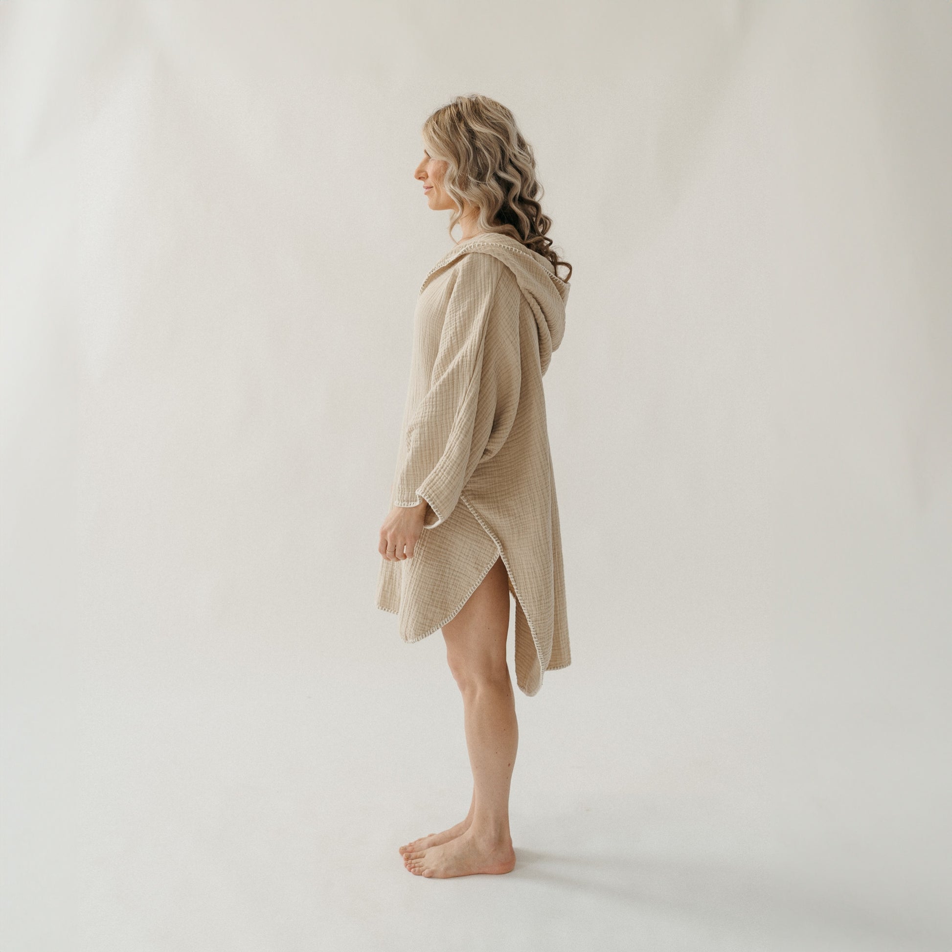 Crinkle Adult Poncho #color_beige